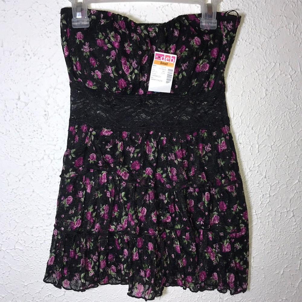 Strapless Floral Lace Top